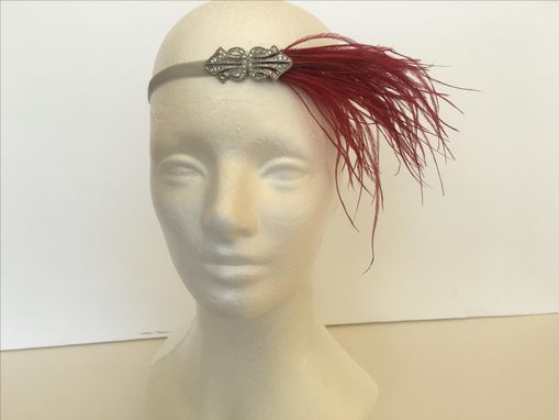 Custom Made Bridesmaids Headbands, Bridal Headpiece, Great Gatsby Headband, Blush Champagne Feather Fascinator