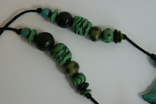 Custom Made Necklace Kayla Fish, Hand Sculpted Green/Blue 2 Sided Female Face