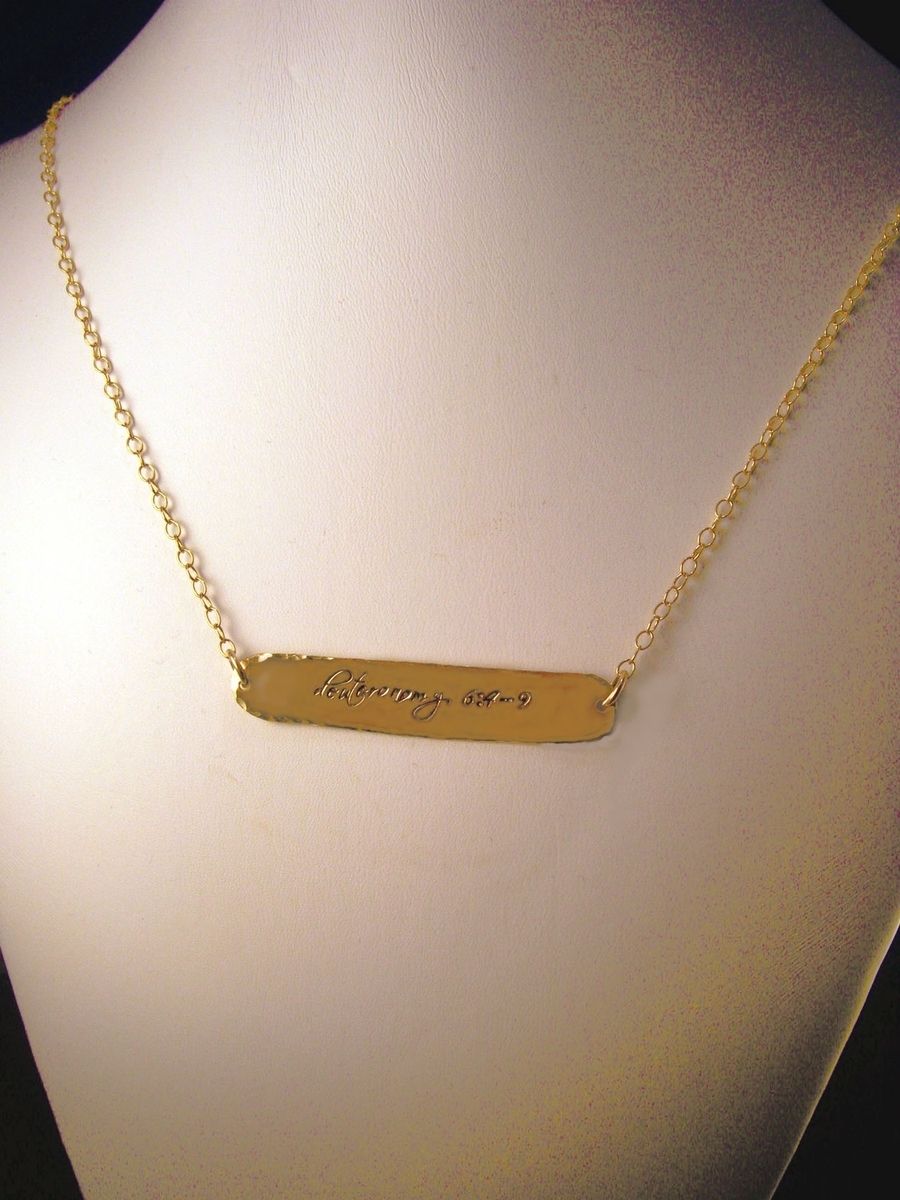 Hand Made Name Plate In Gold Plate Necklace by Donna Okino Jewelry ...