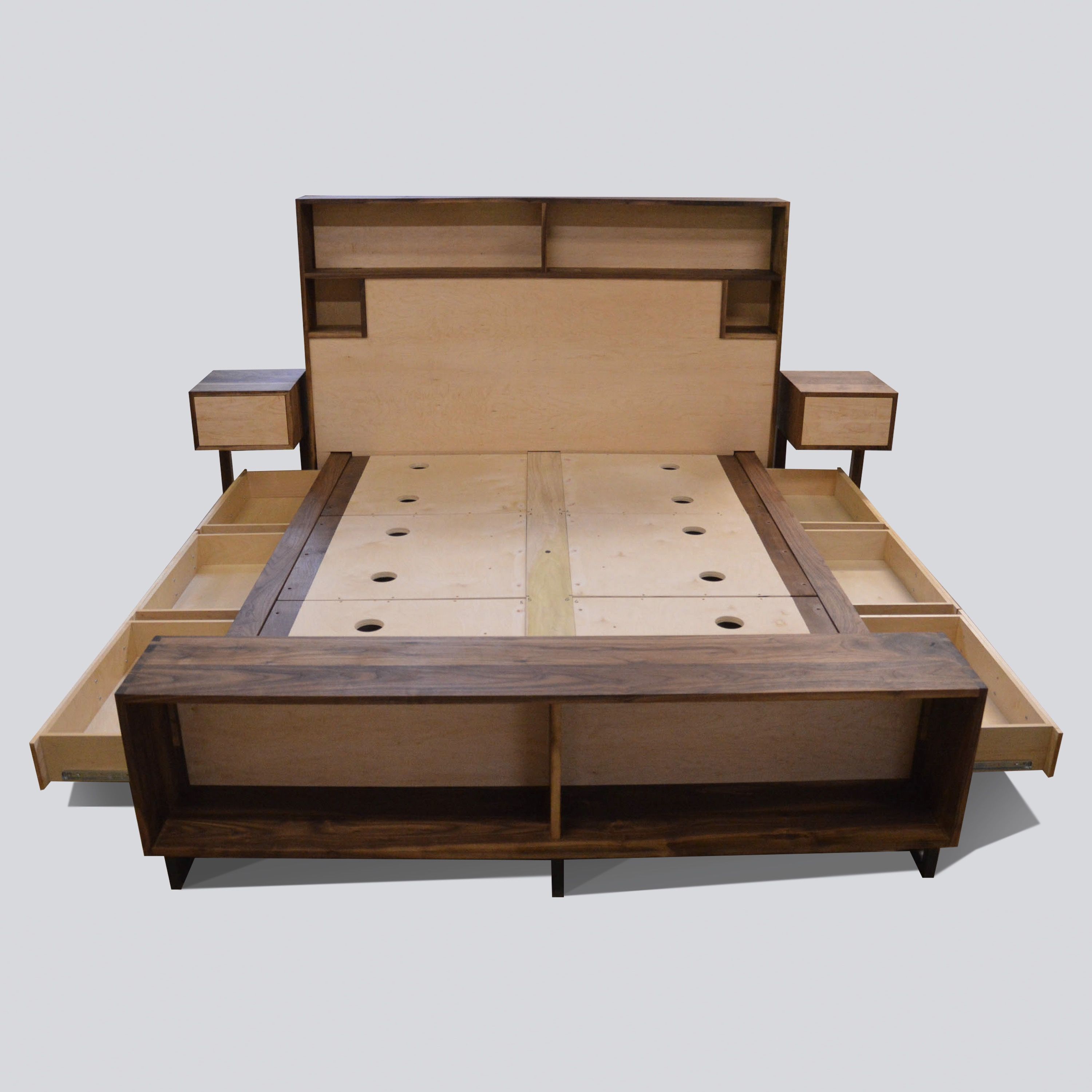 Hand Crafted Platform Storage Bed Walnut With Wired Headboard By ThisIsUrbanMade CustomMade Com