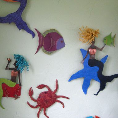 Custom Made Handmade Upcycled Metal Tropical Fish Wall Art Sculpture In Purple