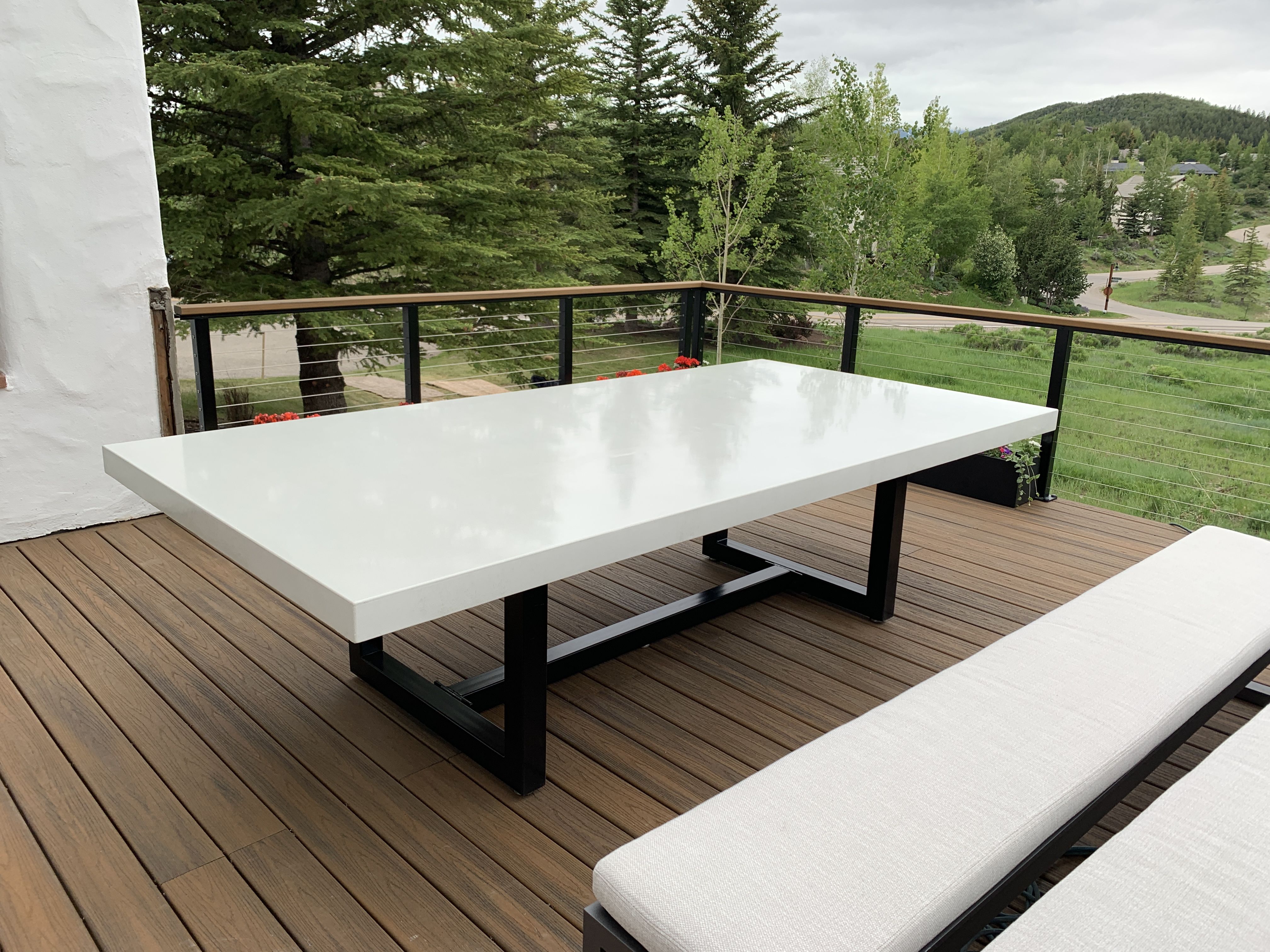 Handmade Concrete Dining Table On Steel Base by Ore 96