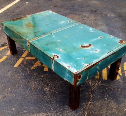 Custom Made Modern Industrial Metal Coffee Table From Car Hood