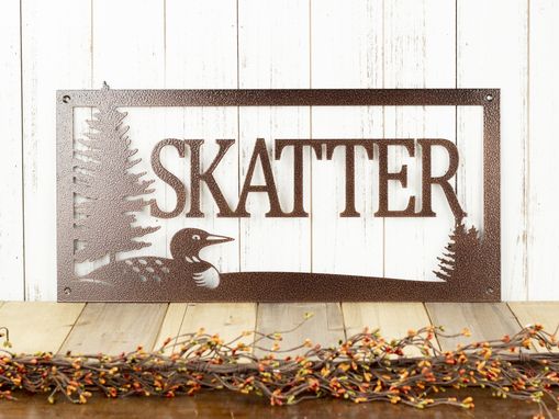 Custom Made Personalized Last Name Sign - Metal Laser Cut Sign - Lake House Decor - Loon
