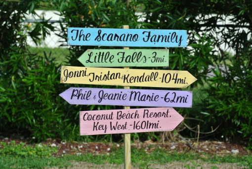 Custom Made Rustic Family Name Directional Destination Wooden Arrow Sign Post