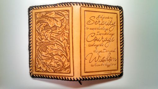 Custom Made Hand Tooled Leather Cover For Pocket (Trucker) Size Alcoholics Anonymous