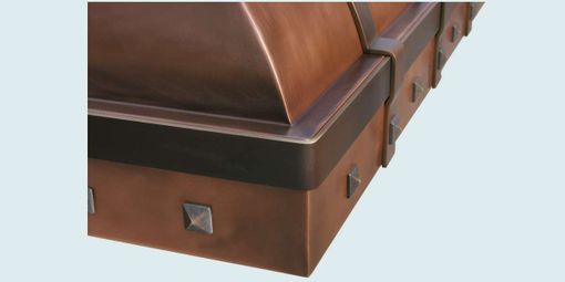 Custom Made Copper Range Hood With Brass Straps & Clavos