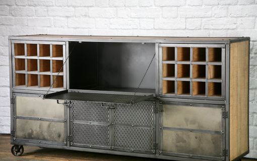 Custom Made Reclaimed Wood Liquor Cabinet / Bar. Vintage Industrial, Urban Modern Style. Distressed.