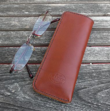 Custom Made Garny No.23 - Leather Eye Wear Case - Deerskin Lined - Chestnut Brown