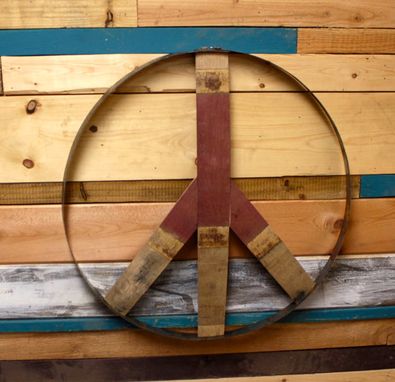 Custom Made Rustic Wine Barrel Peace Sign