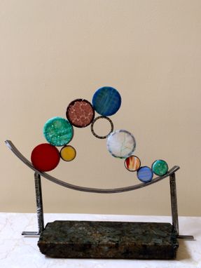 Custom Made Surf - An Abstract Sculpture In Steel, Glass And Marble