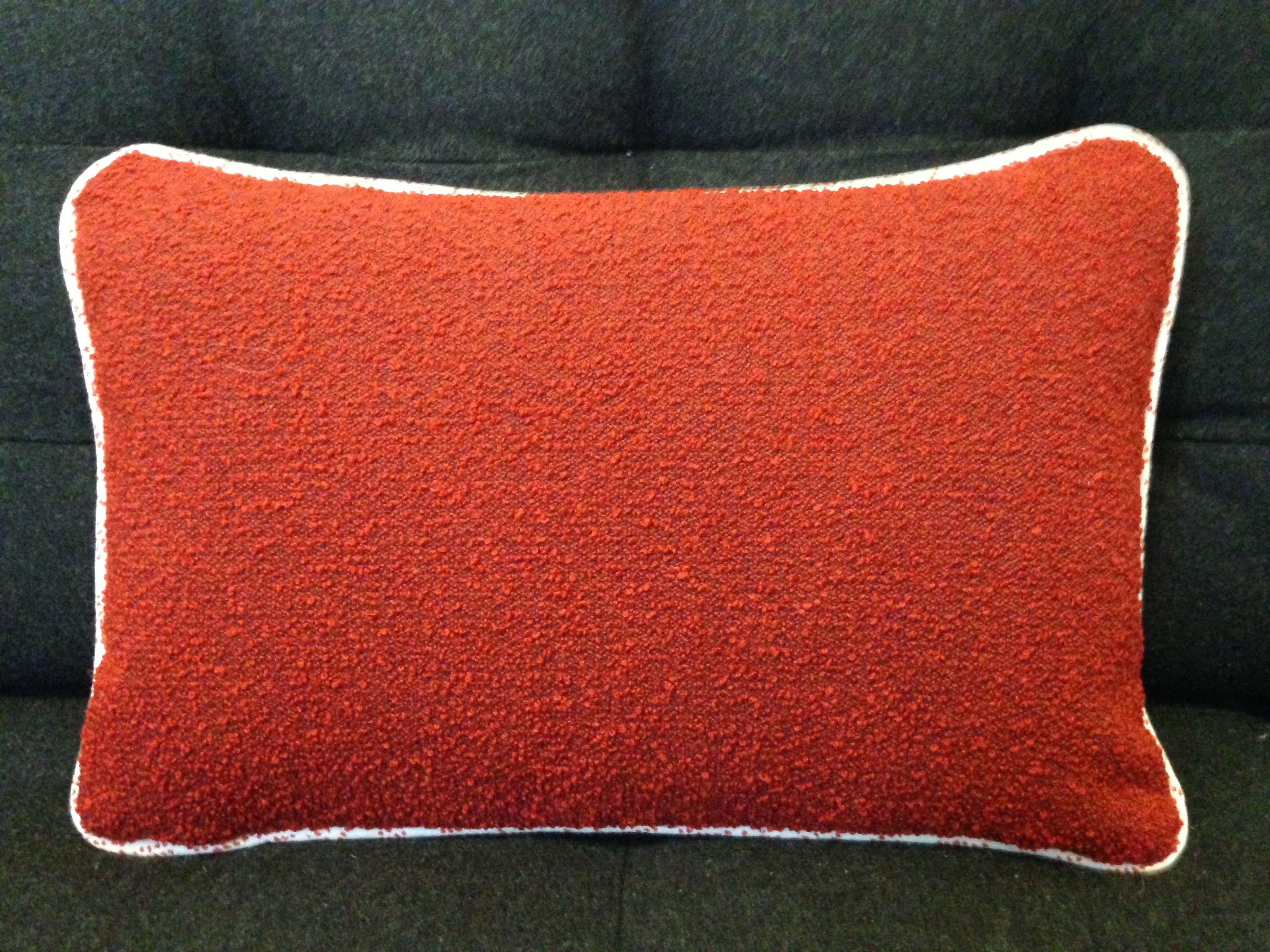 Buy Hand Crafted Red Boucle Designer Fabric Throw Pillow, made to order