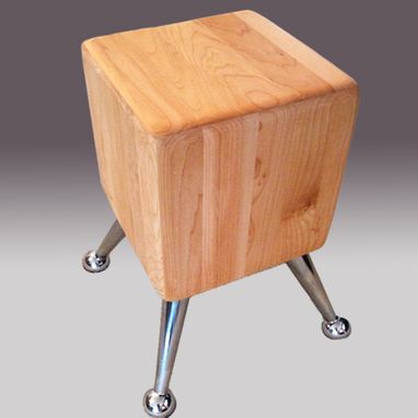 Custom Made Maple And Metal End Table Or Stool