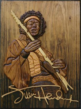 Custom Made Jimmy Hendrix Custom Intarsia Wood Sculpting