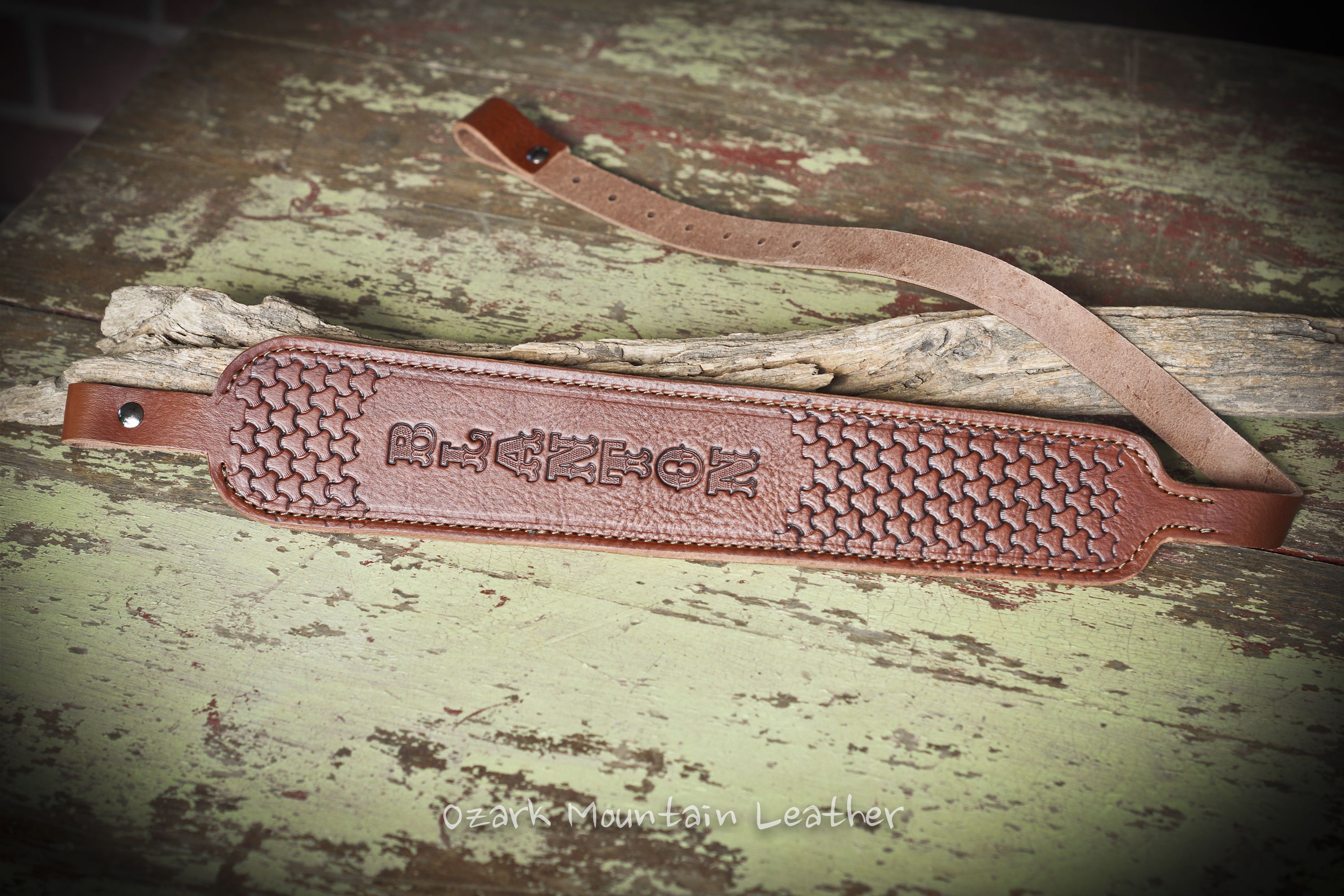 Buy Hand Crafted Custom Leather Rifle Sling Brown Hand Tooled Cobra Style Padded., made to order
