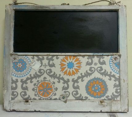 Custom Made Custom Order Old Window Pane Made Into A Push Pin Board / Chalk Board Top, W/ Glass Hanging Knob
