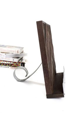 Custom Made Wine Barrel Cookbook Or Tablet Stand - Chevron - Made From Ca Wine Barrels