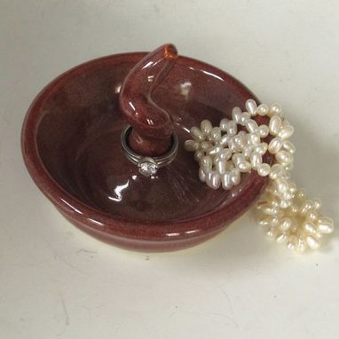 Custom Made Ceramic Ring Holder: Plum Red With A Twist