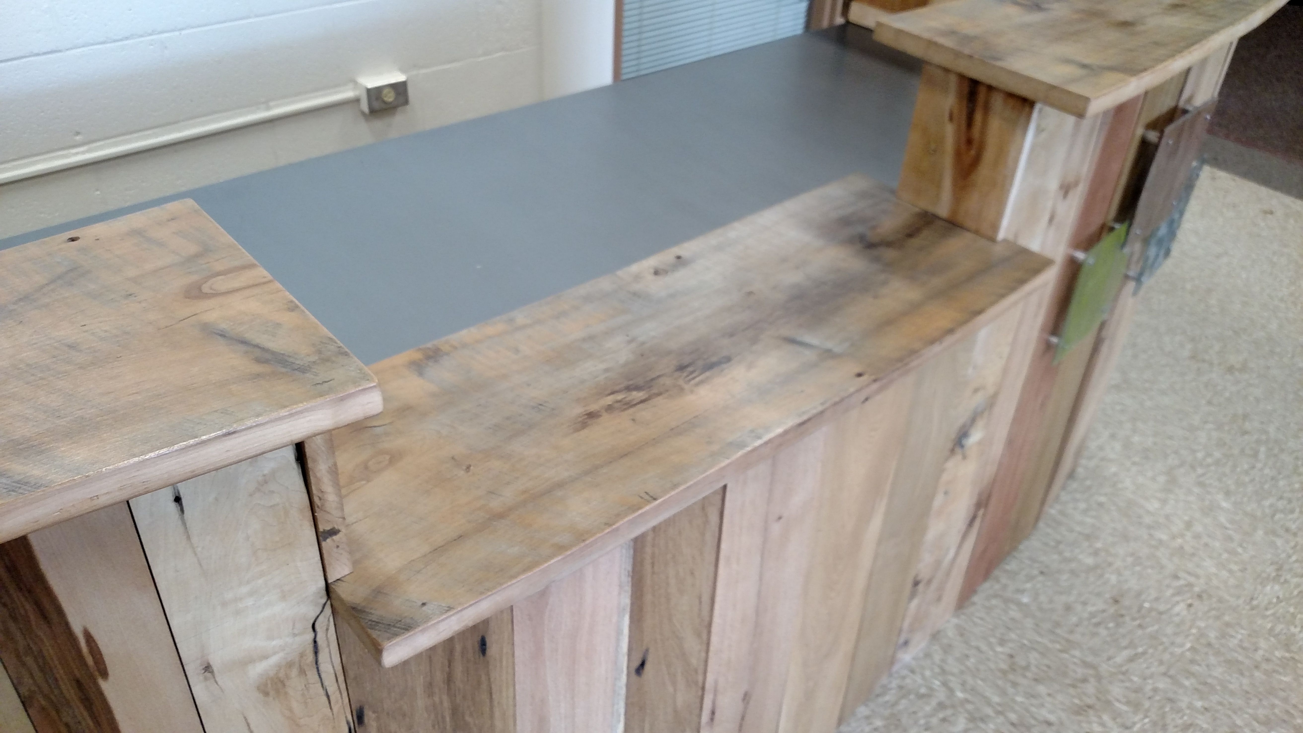 Hand Crafted Reclaimed Wood And Steel Reception Desk By Redwell 7471