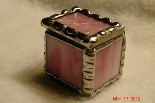 Custom Made 1 X 1 X 1 Tiny Ring Stained Glass Box In Creamy Pink And White