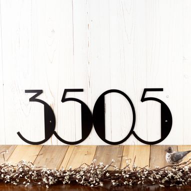 Custom Made 8 Inch Modern House Numbers, 6 Inch Modern House Numbers, Metal Signs Outdoors, Horizontal
