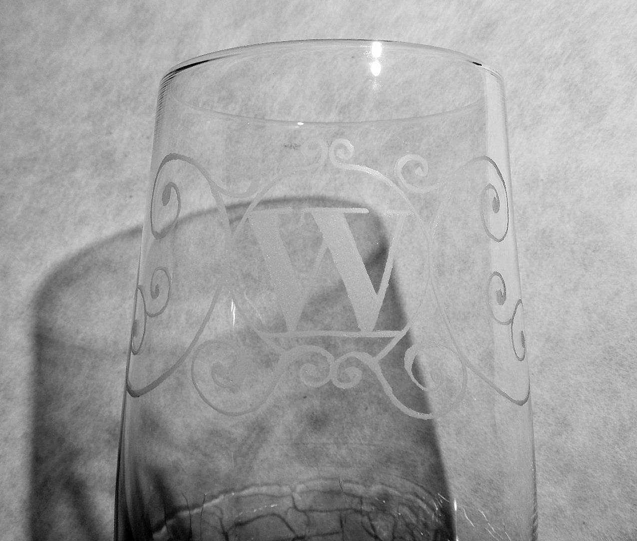Handmade Glass Etching Monogram Hand Made Personalized Gift by