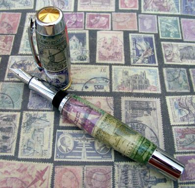 Custom Made Pens Made From Vintage Materials,  Stamps