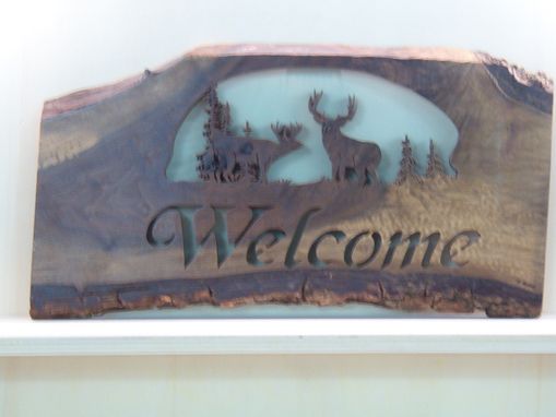 Custom Made Live Edge Deer Welcome Sign