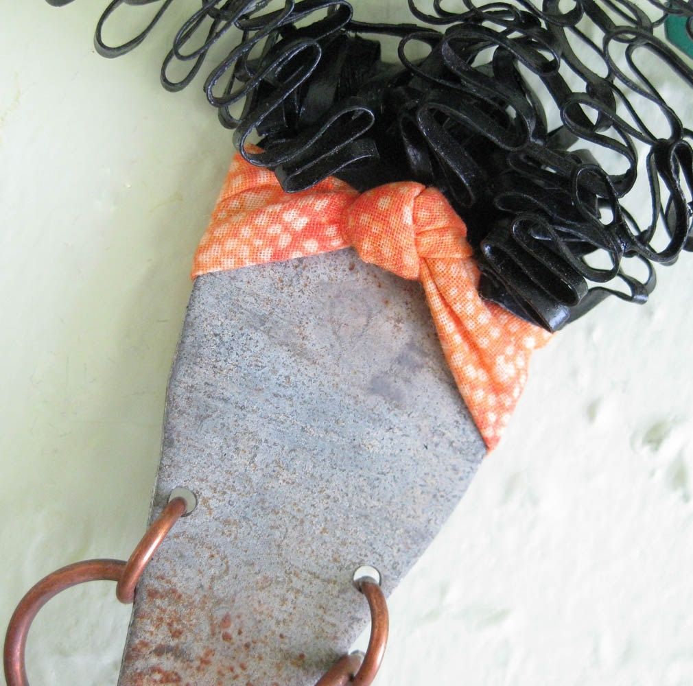 Custom Made Handmade Upcycled Metal Exotic African Lady Wall Art