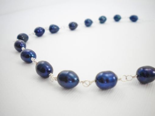 Custom Made Blue Freshwater Pearl And Sterling Silver Necklace
