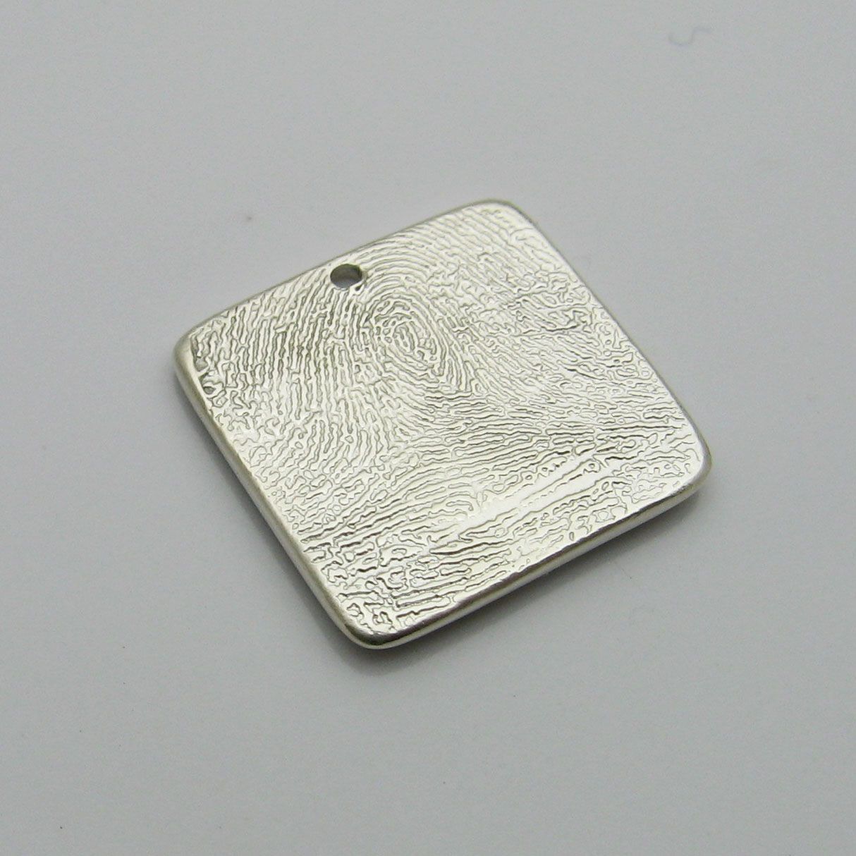 Buy a Custom Personalized Silver Fingerprint Square Charm Or Pendant ...