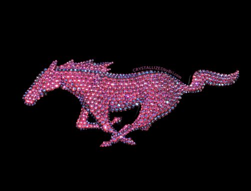 Custom Made Pink Ford Mustang Pony Emblem Genuine European Crystals Crystallized Car Bling Bedazzled
