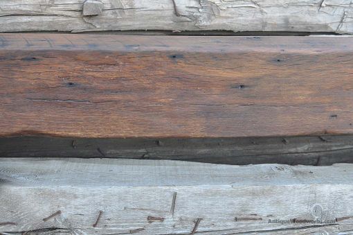 Custom Made Rustic Mantel Beam - Dark White Oak 8×8 With Lots Of Nail Holes