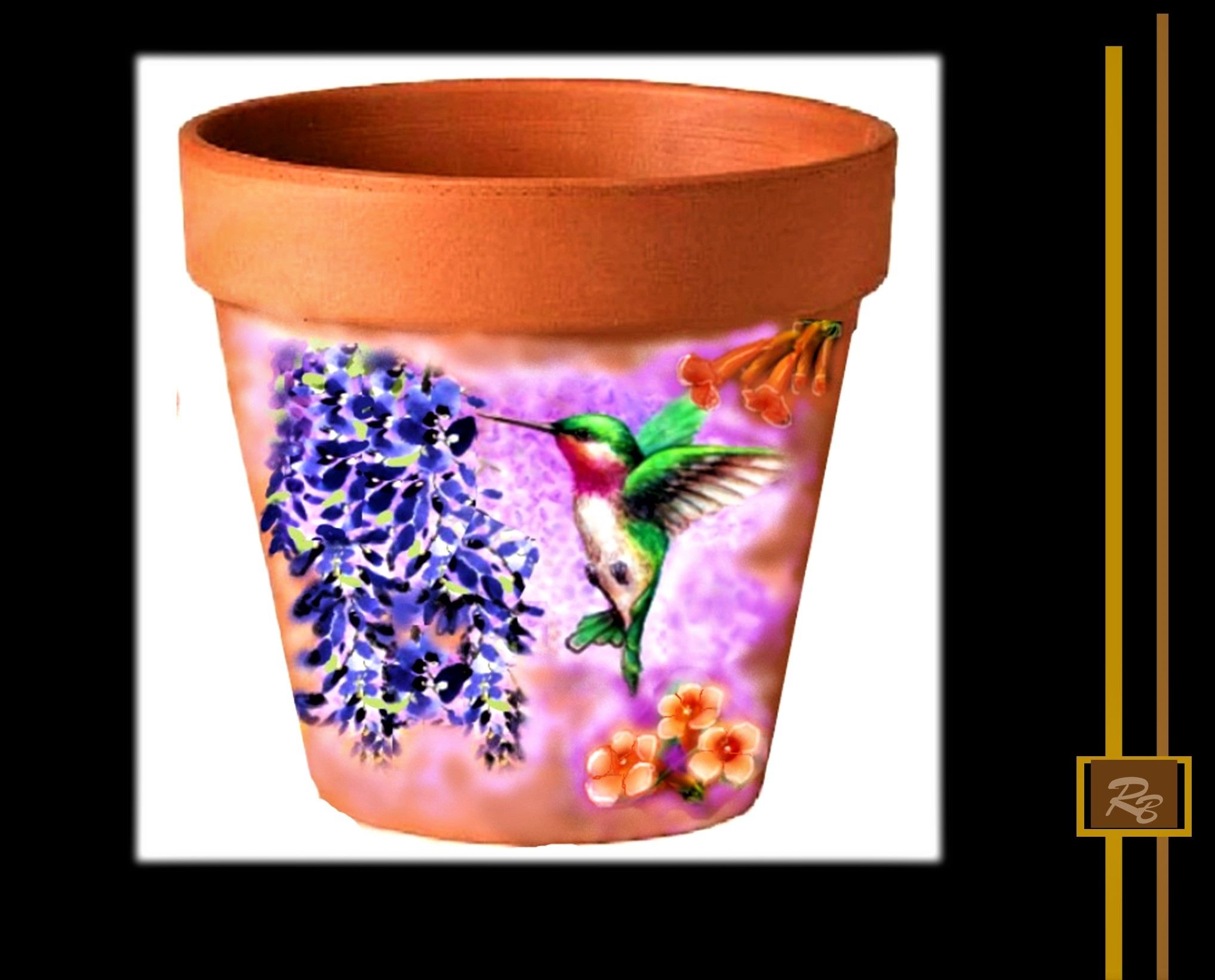 Handmade Flower Pots, Custom, Hand Painted, Eighth Anniversary, Pottery