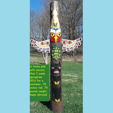 Custom Made Totem Pole With Unicorn