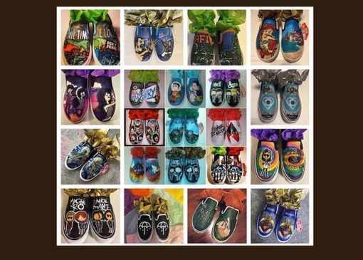 Custom Made Hand Painted Shoes, Painted, Sneakers, Boots, Shoes. Any Image On Any Style Shoe