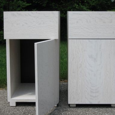 Custom Made Bleached And Whitewashed Oak Nightstands