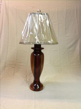 Custom Made Handmade Mahogany, Peruvian Walnut And Padouk Wood Table Lamp