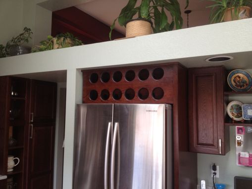 Custom Made Open Wine Cabinet Above Refrigerator