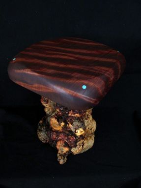 Custom Made Inlaid Curly Redwood Display Table Pedestal