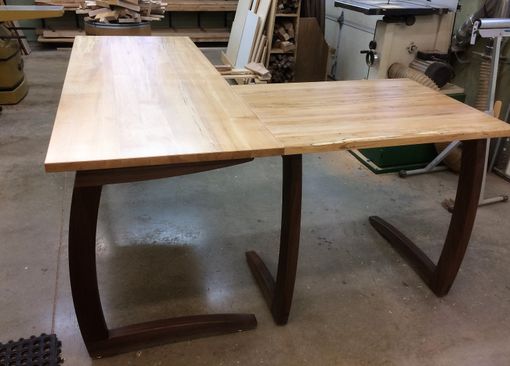 Custom Made Cantilever Walnut And Maple Desk Set