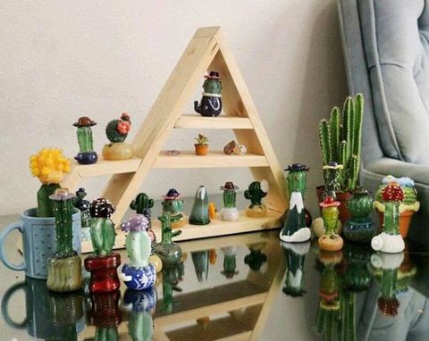 Custom Made Various Glass Mountains And Cacti