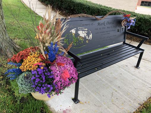 Custom Made Custom Personalized Vintage Style Iron Metal Six Foot Memorial Bench W/Exterior Powder Coat Finish
