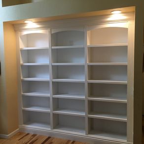 Custom Built-In Oak Bookshelves by Lone Star Artisans | CustomMade.com