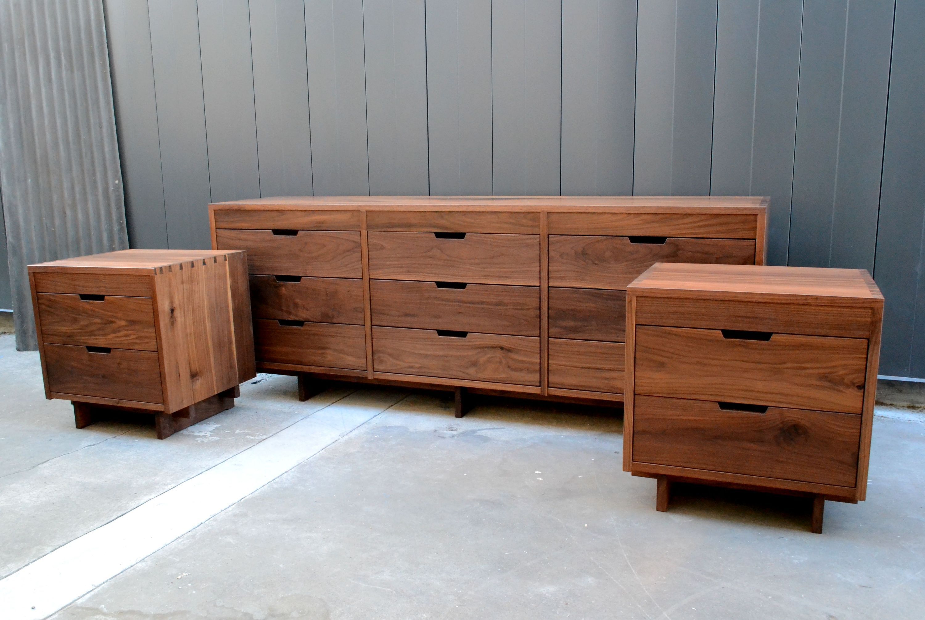 Buy Hand Crafted Walnut Bedroom Set Dresser And Night Stands