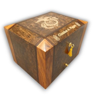 Custom Made 75 Count Custom Humidor With Drawer In Two Tone Finish With Free Engraving And Shipping.