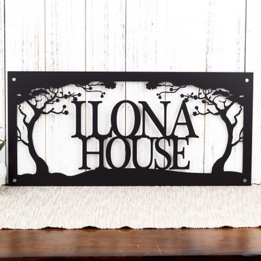 Custom Made Custom Metal Sign Outdoor With Family Name For Lake House Decor With A Cherry Tree