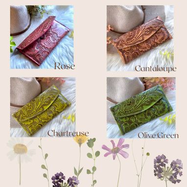 Custom Made Handmade Carved Leather Woman Wallet • Woman Leather Wallet • Gifts For Her