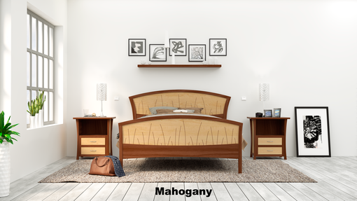 Custom Made Modern Bed Frame, Walnut Headboard, Wood Bed, King Size Bed, Queen, Art Deco,