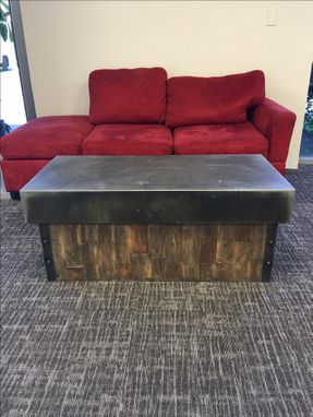Custom Made #30 Beautiful Zinc Coffee Table With Reclaimed Wood Base